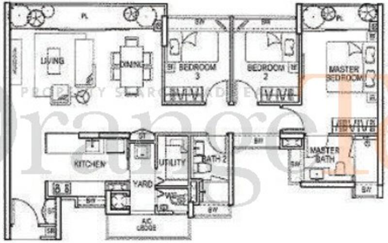 3Bed-1,195 sqft