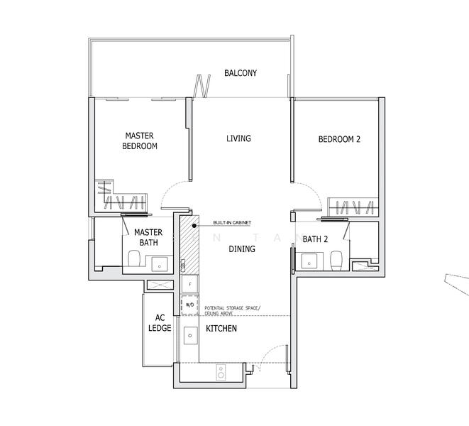 2Bed-893 sqft