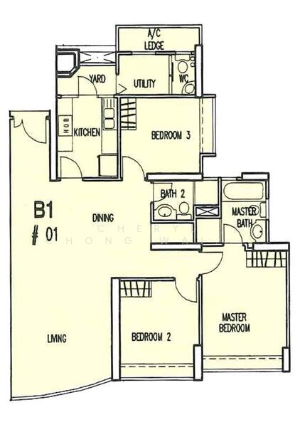 3Beds-1,195sqft