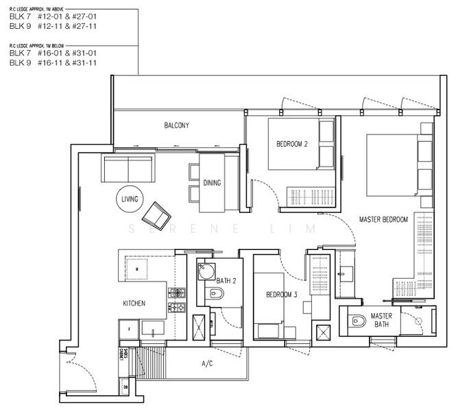 3Bed-861 sqft