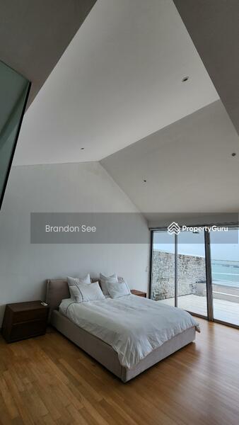 Huge vaulted ceilings give airy space in this oversized Master Bedroom.