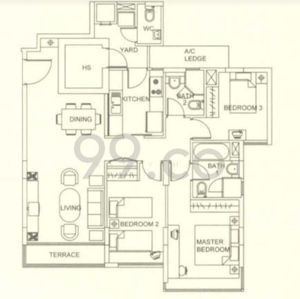 3Beds-1,152sqft