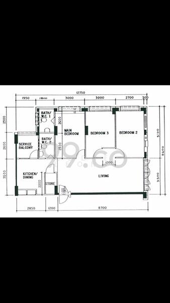 3Bed-1,119 sqft