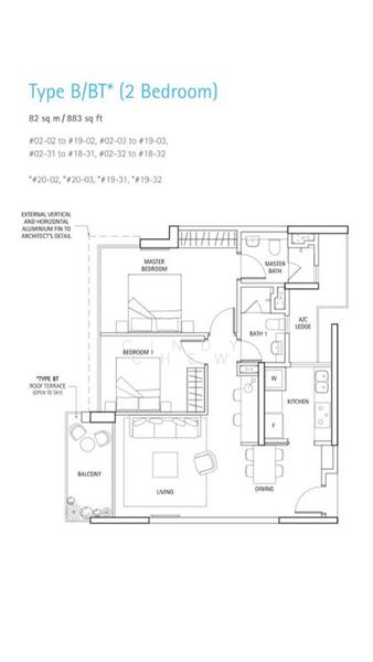 2Bed-883 sqft