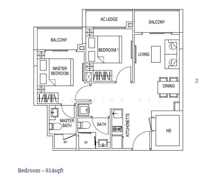 Kensington Square, 2 Jalan Lokam, Hougang / Punggol / Sengkang, 2 Bedrooms, 614 sqft, Apartment For Rent, by Jeremias Teo, 20586354 - PropertyGuru.com.sg