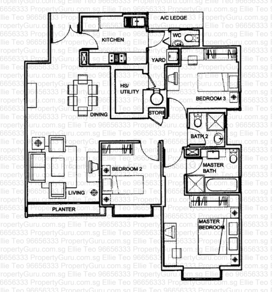 Amaranda Gardens, 116 Serangoon Avenue 3, 3 Bedrooms, 1,163 sqft, Condominium For Rent, by Ellie Teo, 20601954 - PropertyGuru.com.sg