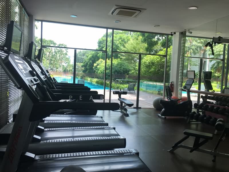 Hundred Trees, 89 West Coast Drive, 4 Bedrooms, 1,475 sqft, Condominium For Rent, by Pearl Sim, 20852247 - Well equipped gymnasium overlooking the pool - PropertyGuru.com.sg