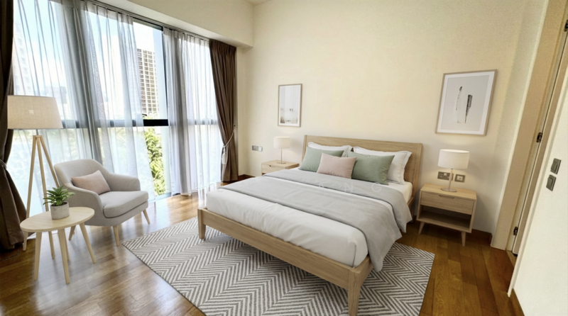DUO Residences, 1 Fraser Street, 2 Bedrooms, 936 sqft, Apartment For Rent, by Elena Ang, 20924282 - AI generated bedroom - PropertyGuru.com.sg
