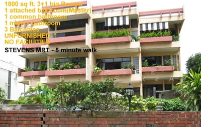 For Rent - STEVENS MRT. 1800 sq ft. 3 Rooms Plus Maid's. 3 Balconies.