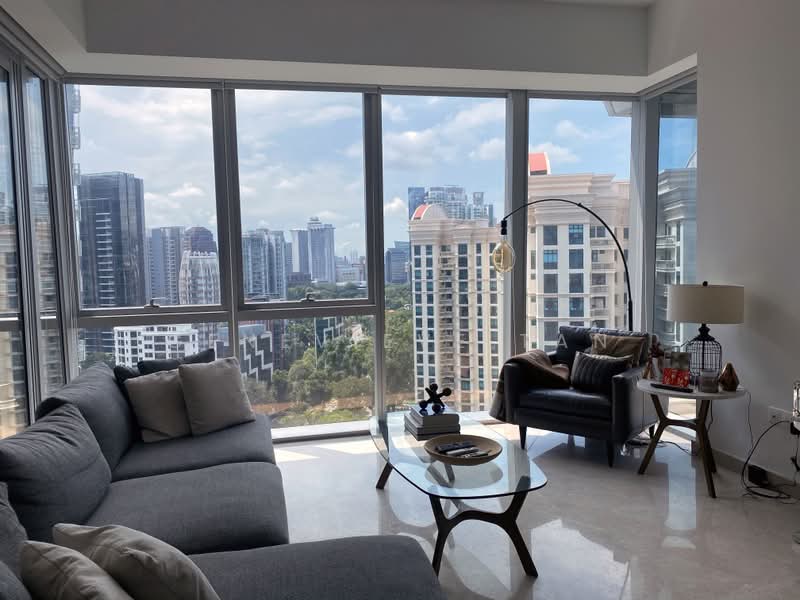 Gramercy Park, 57 Grange Road, 2 Bedrooms, 1,270 sqft, Condominium For Rent, by Genevieve Tan 陈仪珠, 21064777 - Living Room with City View - PropertyGuru.com.sg