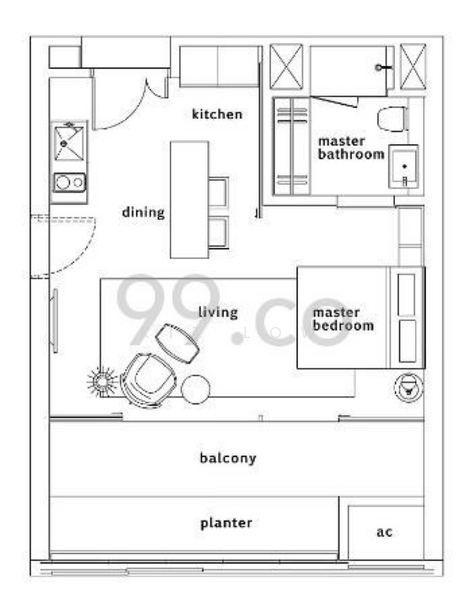 OUE Twin Peaks, 33 Leonie Hill Road, Studio, 549 sqft, Condominium For Rent, by Kit Low, 21086180 - PropertyGuru.com.sg