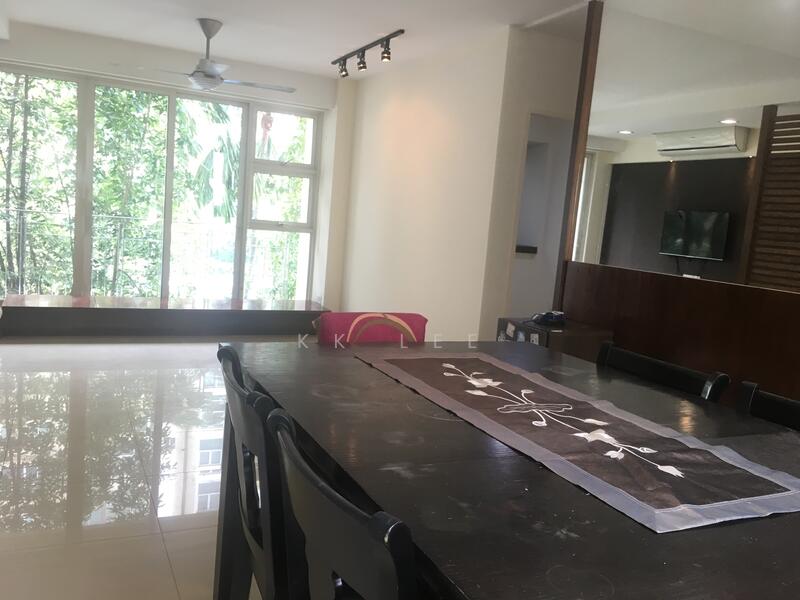 Dining space looking towards living