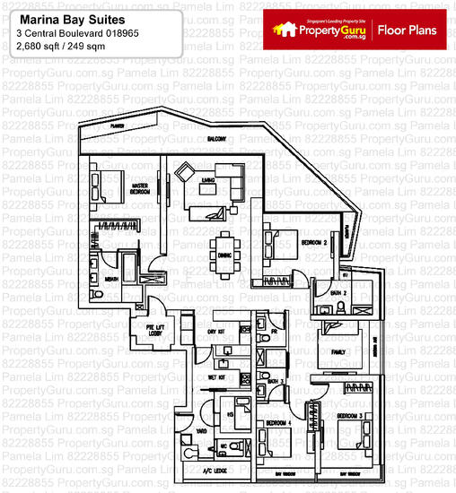 Marina Bay Suites, 3 Central Boulevard, 4 Bedrooms, 2680 sqft, Condos