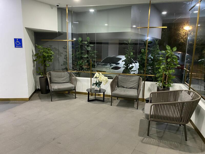 The main lobby at level one is air conditioned with seating area. 