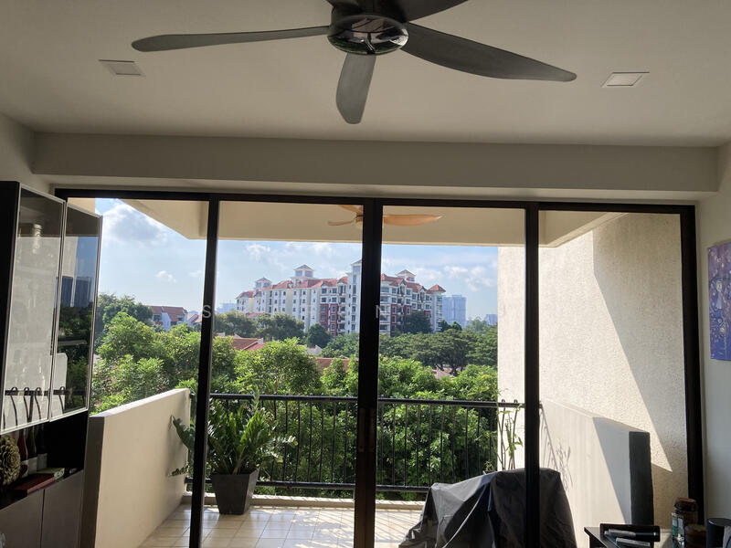 living/balcony view. Morning sun