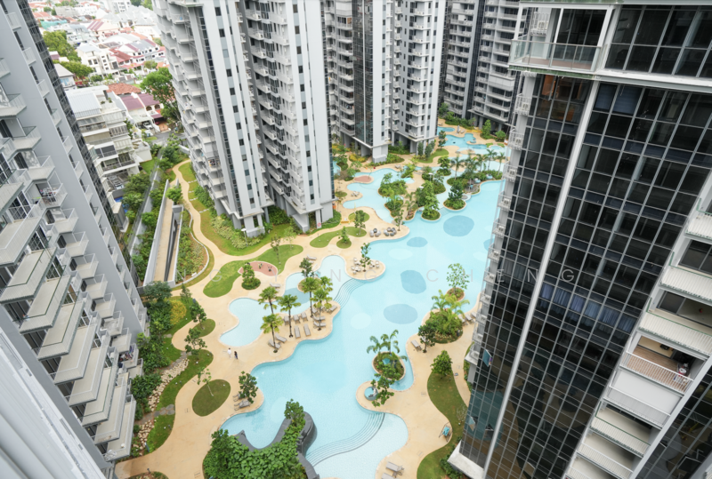 View of 80m island lap pool