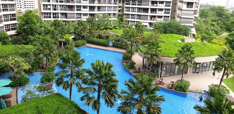 Unblocked full view of pool and river view from living room and bedrooms