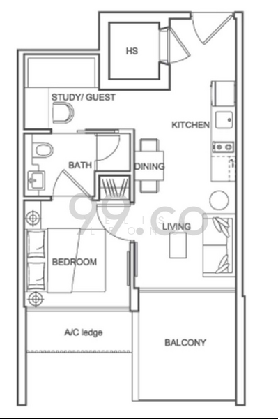 Centra Loft, 3 Lorong 35 Geylang, 2 Bedrooms, 431 sqft, Condominium For Rent, by Velisa Leong, 21723609 - PropertyGuru.com.sg