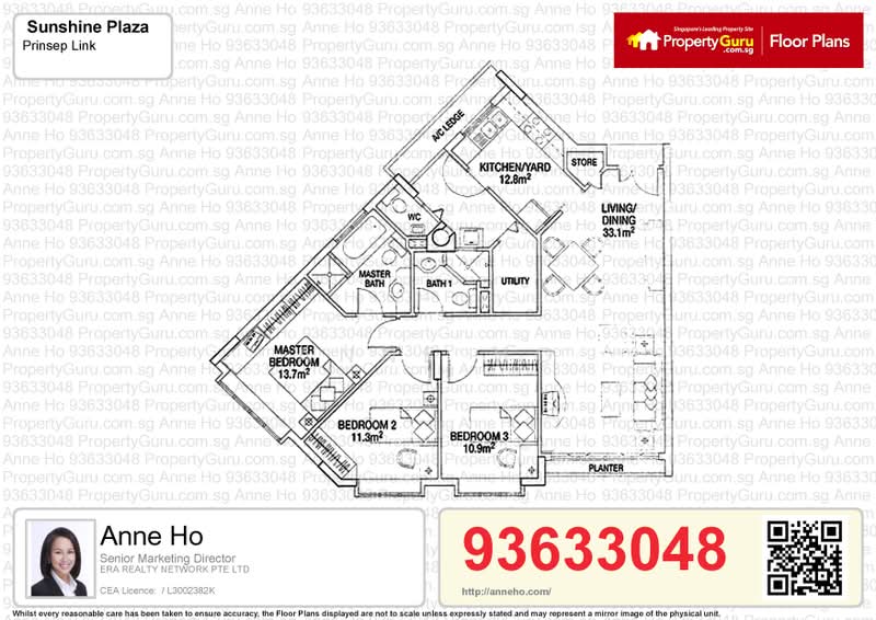 Sunshine Plaza, 91 Bencoolen Street, 3 Bedrooms, 1,130 sqft, Condominium For Rent, by Anne Ho, 22005703 - PropertyGuru.com.sg