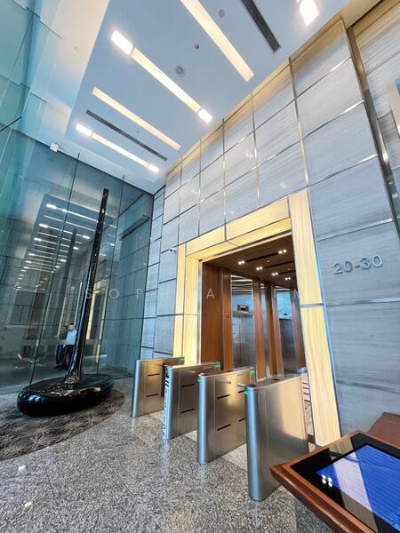 Prudential Tower, 30 Cecil Street, 12,195 sqft, Office For Sale, by Sophia Lim, 22159669 - Grand entrance lobby with receiption - CommercialGuru.com.sg