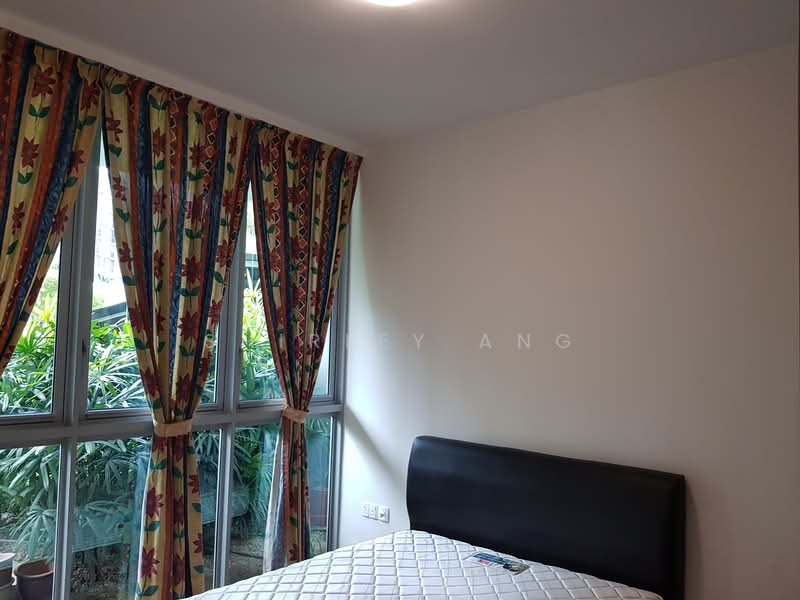 Master room with full height glass window