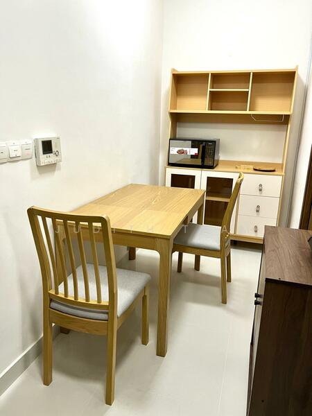 Study Area - Microwave oven, extra table w Chair, Modular Kitchen Organizer & Shoe Cabinet. All New.