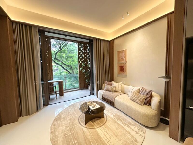 Living room with balcony facing the park