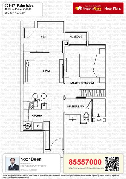 Palm Isles, 40 Flora Drive, 1 Bedroom, 517 sqft, Condominium For Sale, by Noor Deen, 22981098 - PropertyGuru.com.sg