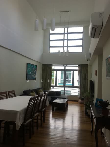 BRIGHT DINING & LIVING ROOM WITH DOUBLE-VOLUME CEILING