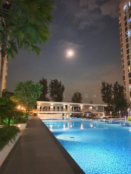 Pool view with moon light