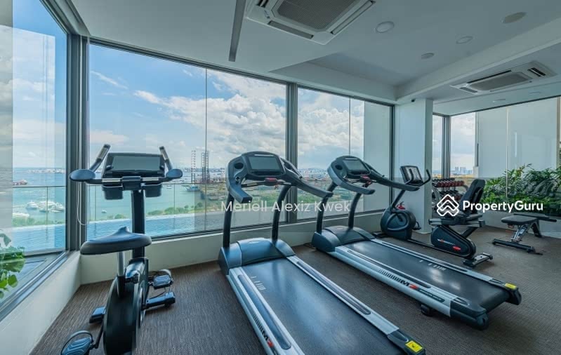 Gym over-looking infiniti pool