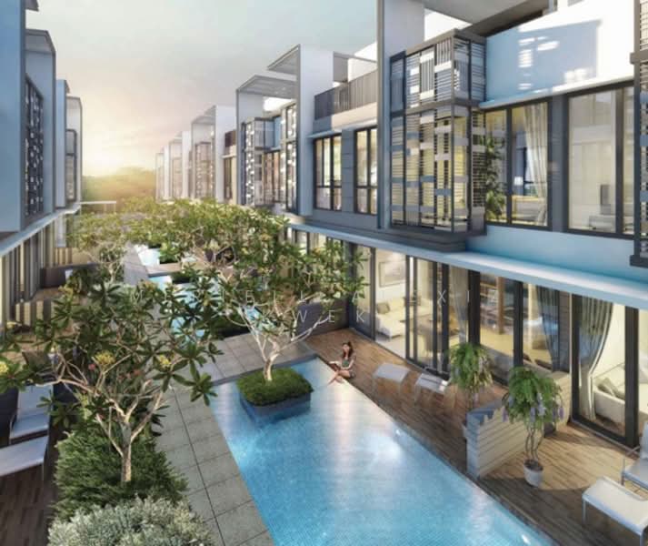Alana - landed living in resort condo, , 4 Bedrooms, 3,035 sqft, Cluster House For Sale, by Meriell Alexiz Kwek, 23413672 - Walk along the water features and water play area to help you unwind for the evening. - PropertyGuru.com.sg