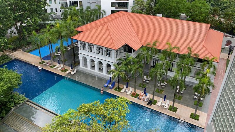 Living/ Balcony overlooking the beautiful view of the pool and Clubhouse