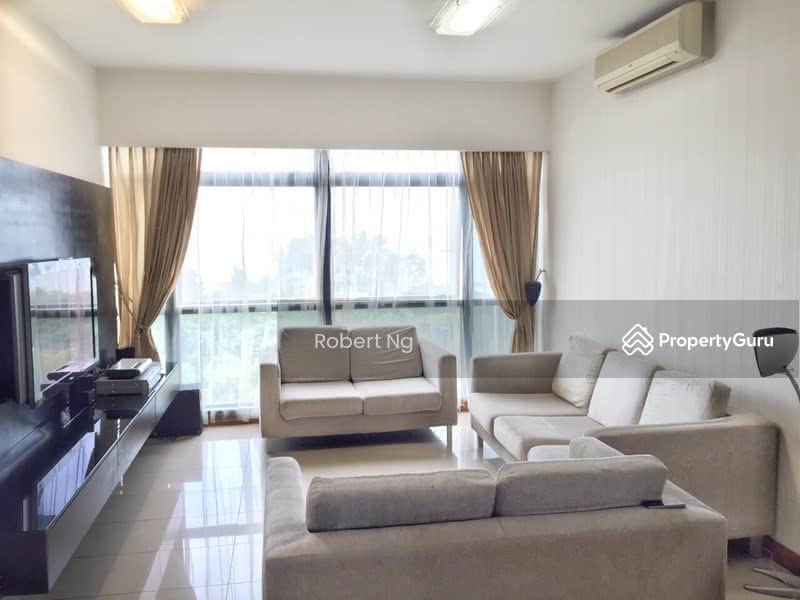 living room with 180 degrees sea view and floating feature wall