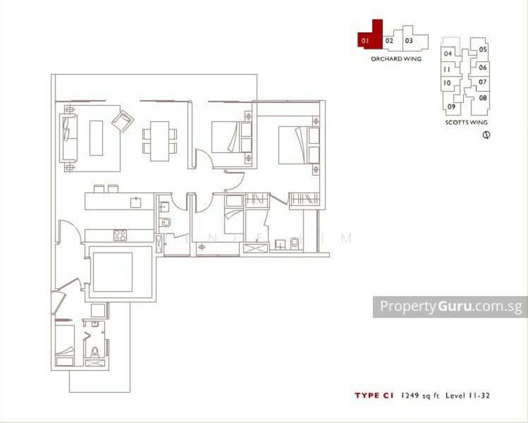 Scotts Square, 8 Scotts Road, 3 Bedrooms, 1,249 sqft, Apartment For Rent, by Renee Lim, 23523544 - PropertyGuru.com.sg