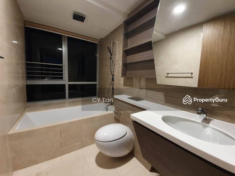 Master bathroom with bathtub