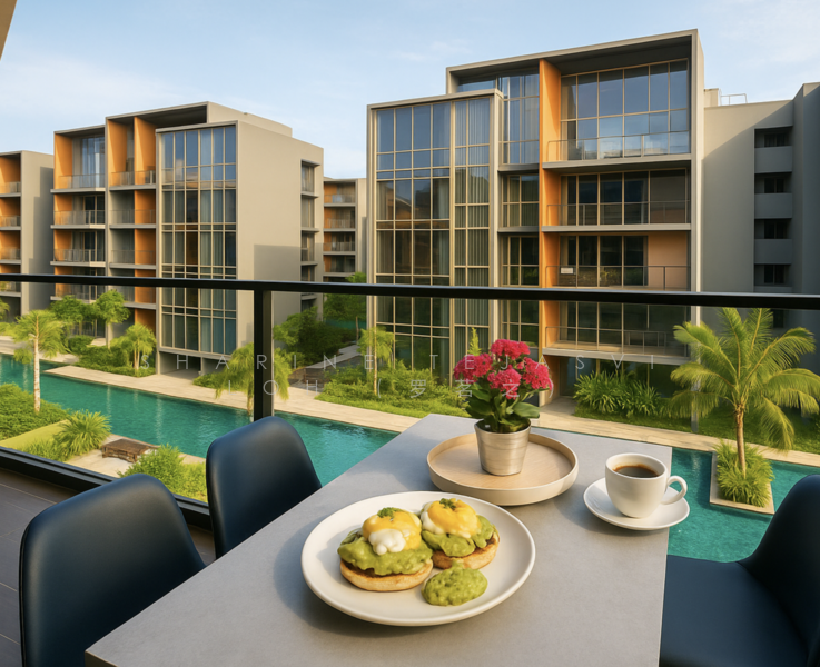Enjoying your breakfast & coffee with pool view