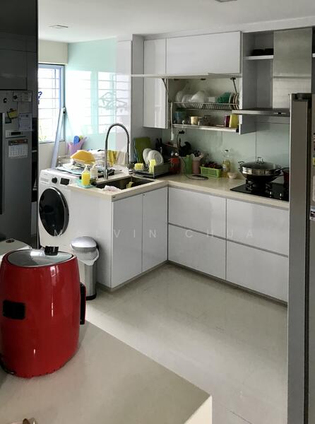 Efficient kitchen layout with ample yard space.