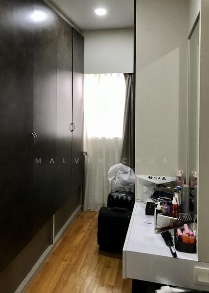 Walk in wardrobe and dressing table.