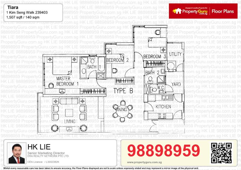 Tiara, 1 Kim Seng Walk, Orchard / River Valley, 3 Bedrooms, 1,510 sqft, Apartment For Rent, by HK LIE, 23769498 - PropertyGuru.com.sg