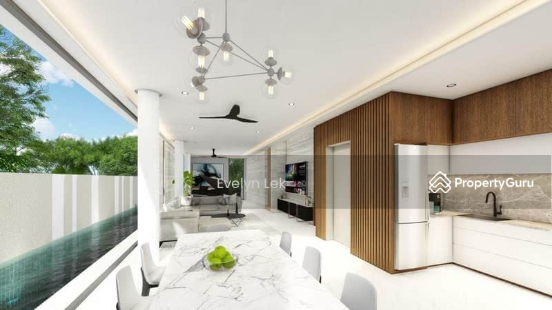 Dining area with Pool view. Artist Impression.