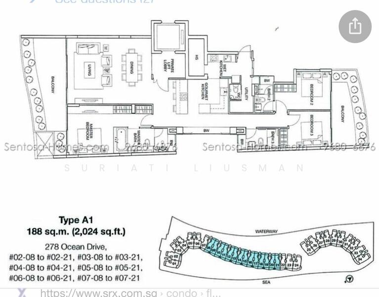 The Coast at Sentosa Cove, 276 Ocean Drive, 3 Bedrooms, 2,024 sqft, Condominium For Rent, by Suriati Liusman, 23916494 - PropertyGuru.com.sg
