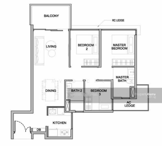 Kingsford Waterbay, 68 Upper Serangoon View, 3 Bedrooms, 850 sqft, Condominium For Sale, by David Chew, 23944838 - PropertyGuru.com.sg