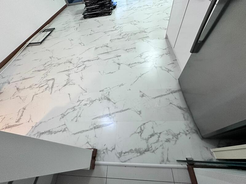 Living /dining floor newly paved with Vinyl tiles