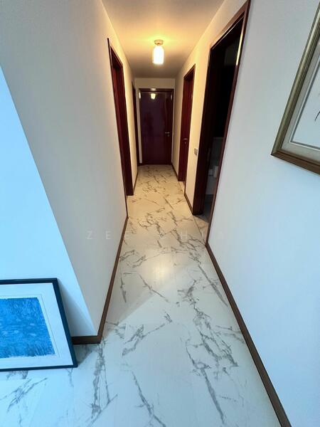 Corridor floor newly paved with Vinyl Tiles.