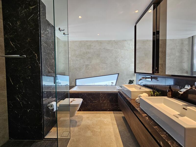 Marble clad Master bath