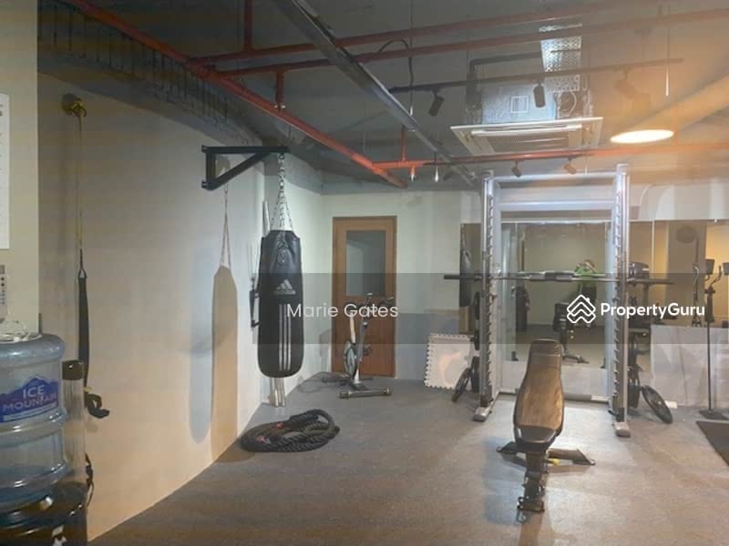 basement gym with kids room next door