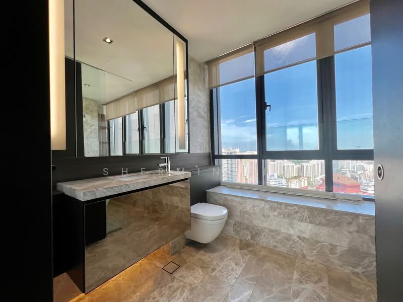 OUE Twin Peaks, 33 Leonie Hill Road, 3 Bedrooms, 1,399 sqft, Condominium For Rent, by Shermin Lim, 24078153 - Master bathroom - PropertyGuru.com.sg