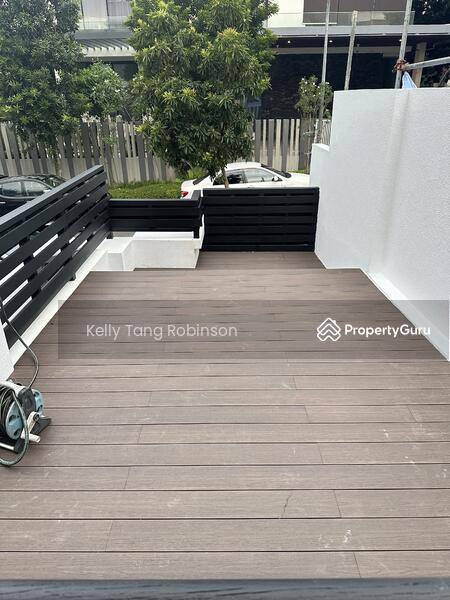 Decked patio by the pool 