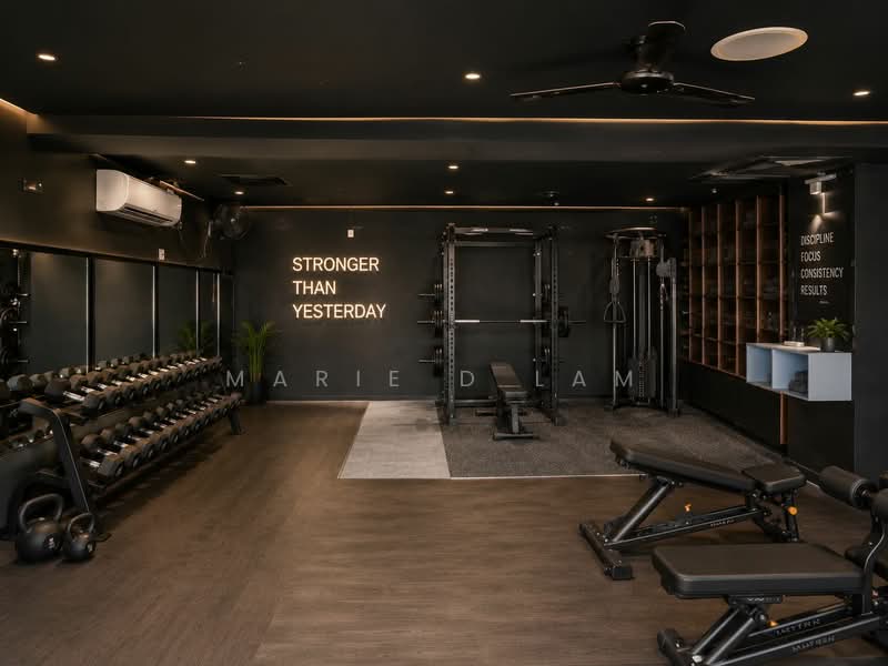 The Adelphi, 1 Coleman Street, 805 sqft, Mall Shop For Sale, by Marie D Lam, 24125506 - AI generated idea of a gym studio with actual space photo - CommercialGuru.com.sg